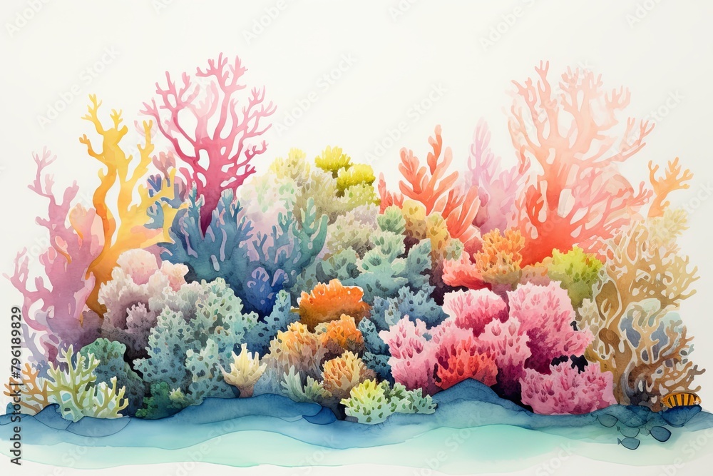 Underwater Reef Coral Gradients - Serene Watercolor Visions