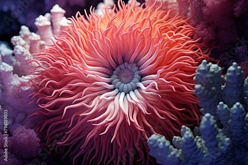 Vibrant Coral Reef Gradients: Mesmerizing Anemone Textures