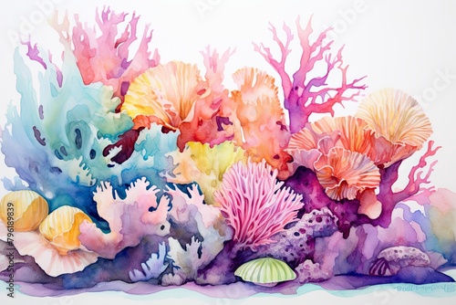 Underwater Reef Coral Gradients: Serene Watercolor Symphony