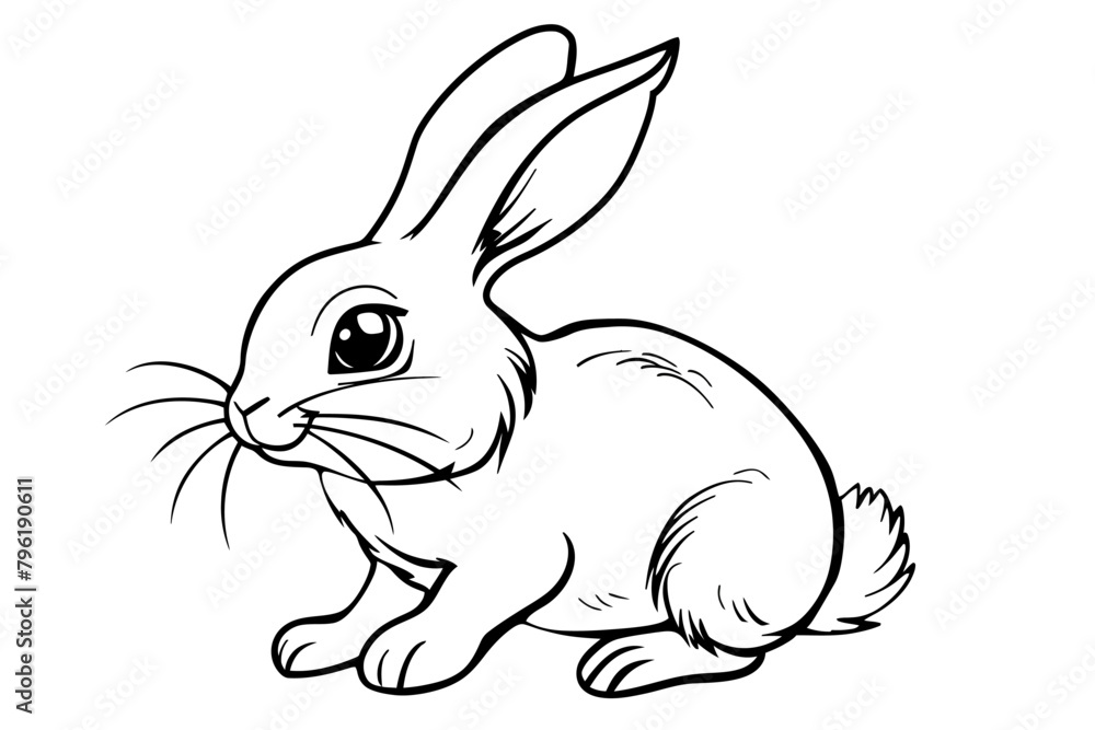basic cartoon clip art of a Bunny, bold lines, no gray scale, simple coloring page for toddlers basic cartoon clip art of a Bunny, bold lines, no gray scale, simple coloring page for toddlers