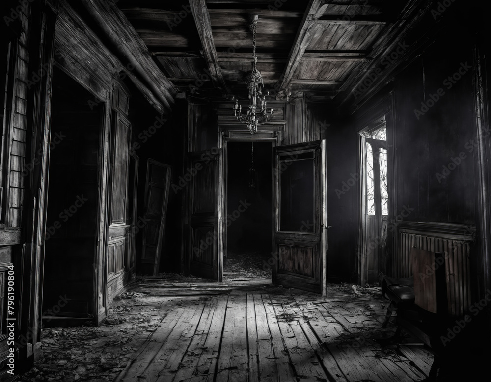 Inside an old scary gloomy abandoned house. Inside an old scary gloomy abandoned house.