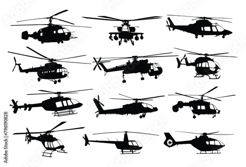 The set of helicopter silhouettes.