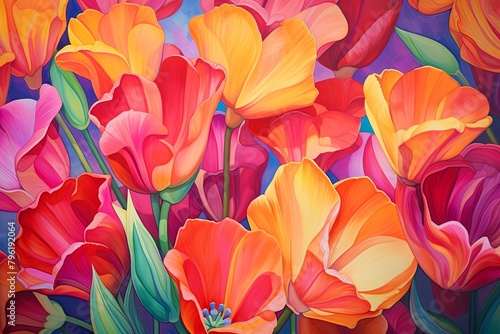 Wallpaper Mural Vibrant Tulip Field: Lively Gradients of Colorful Flowers Torontodigital.ca