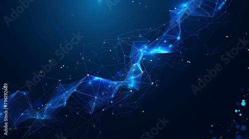 DNA connection. Scientific and technological notion. Abstract polygonal health illustration. Low poly blue vector illustration of a starry sky or Cosmos. Vector image in RGB Color mode. photo