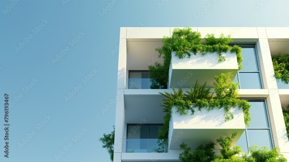 an eco-friendly building exterior with green plant walls on the balcony an eco-friendly building exterior with green plant walls on the balcony