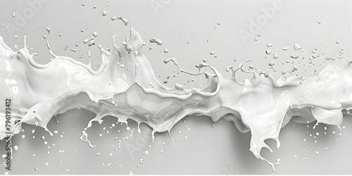  Milk white splash flow on white background ,Fresh milk with splashes Filmed on a high-speed, milk splash studio shot on white background 