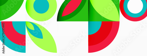 Vibrant geometric pattern with green, red, and electric blue shapes on a symmetrical layout. The colorfulness and artistry pop against the white background