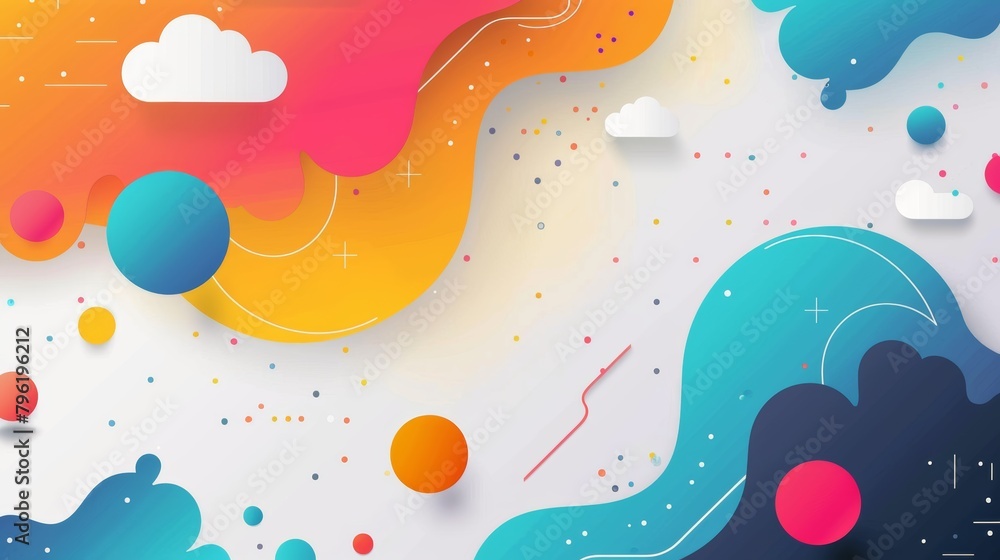 Dynamic abstract background with colorful shapes and dots for innovative presentations Dynamic abstract background with colorful shapes and dots for innovative presentations