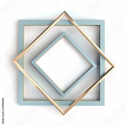 3D Render of a geometric photo frame with angular shapes for a modern aesthetic, on isolated white background, Generative AI