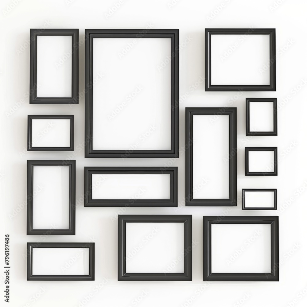 3D Render of a magnetic photo frame set that can be arranged in various configurations, on isolated white background, Generative AI 3D Render of a magnetic photo frame set that can be arranged in various configurations, on isolated white background, Generative AI