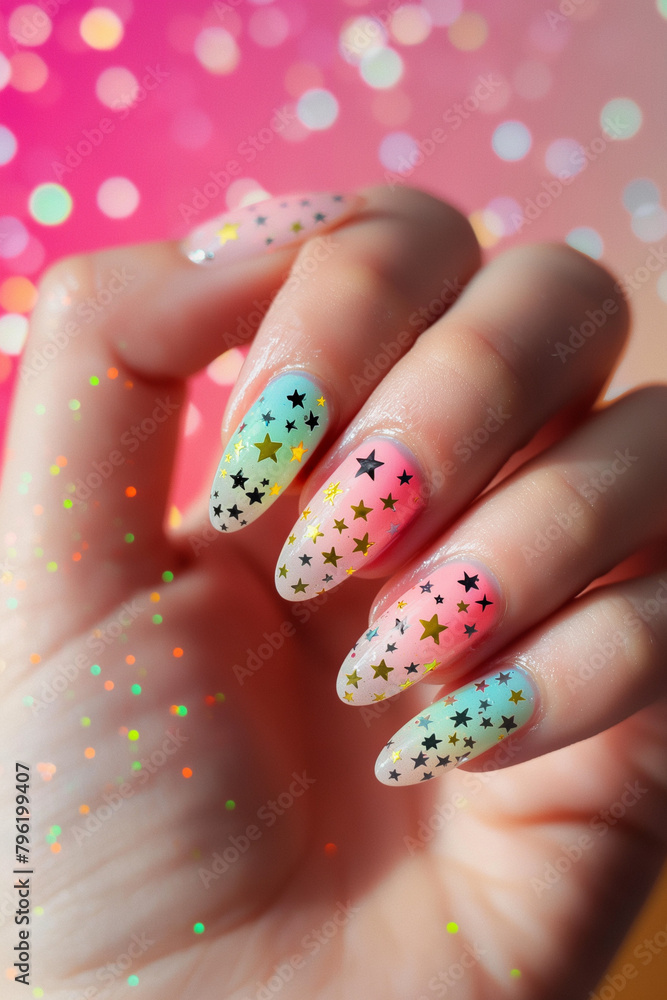 beauty salon woman with decorated nails beauty salon woman with decorated nails