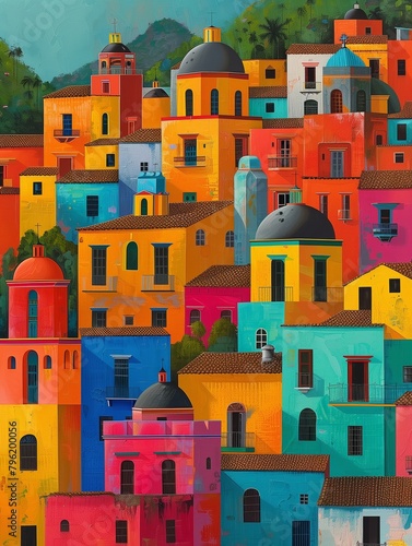 Colorful Cuban Cityscape, abstract art © ARTenyo