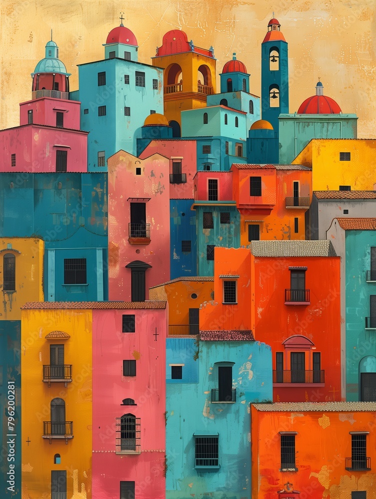 Colorful Cuban Cityscape, abstract art