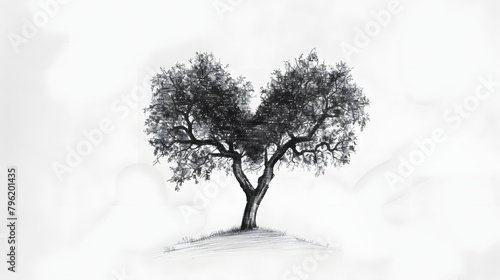 a tree with its crownin the form of a heart