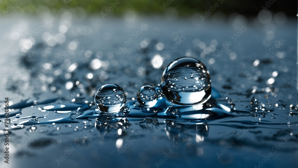 A drop of water on a hydrophobic surface.

