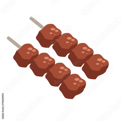 Satay or satti icon design, grilled meat image, sate or satai vector illustration, skewered and barbecued meat clipart