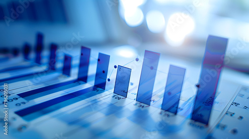 financial bar graph printed on paper with focus detailed analysis data tracking cool blue tone suggests precision clarity making themes related finance analytics detailed business reporting photo