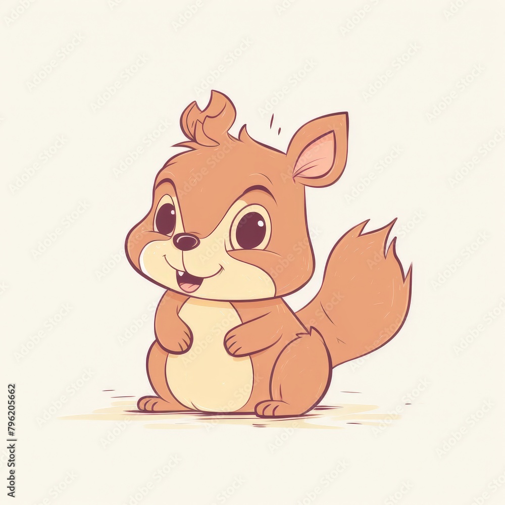 A cute cartoon squirrel with big eyes and a bushy tail. A cute cartoon squirrel with big eyes and a bushy tail.