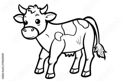 basic cartoon clip art of a Cow  bold lines  no gray scale  simple coloring page for toddlers