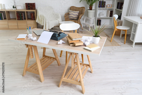 Author's workplace with vin...