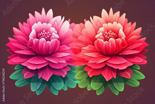 Blooming Cactus Flower Gradients  Retro Floral Color Gradient Design