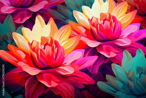 Blooming Cactus Flower Gradients Retro Design - Floral Color Gradient Masterpiece