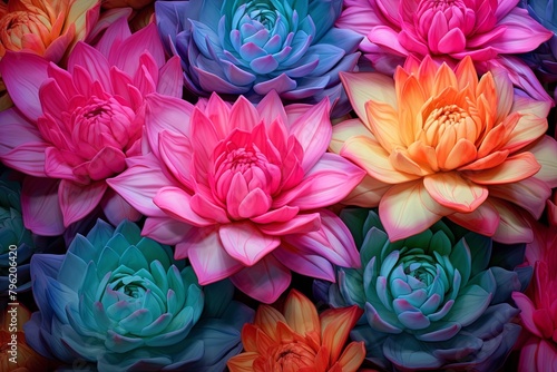 Blooming Cactus Flower Gradients Vibrant Artwork - Floral Pattern Symphony