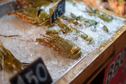 Fresh frozen shrimp at the seafood market