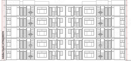 Illustrations, design sketches, architectural sections, multi-storey buildings, skyscrapers, hotels, apartments, modern flats
