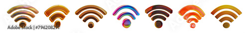 Vibrant wifi signal icons in various hues cut out png on transparent background