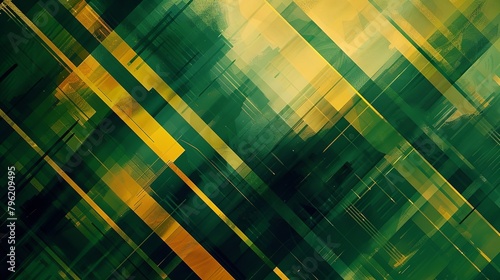 Abstract background with horizontal lines, deep green and yellow