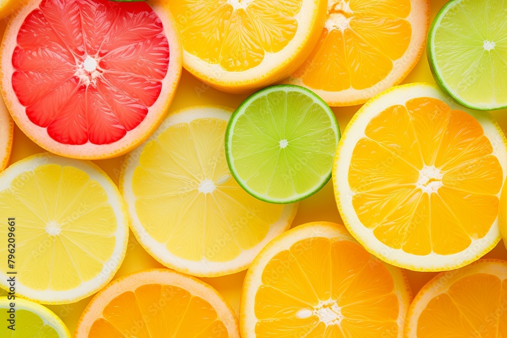 Obraz premium Citrus Spectrum: Fresh Citrus Fruit Gradients Website Background