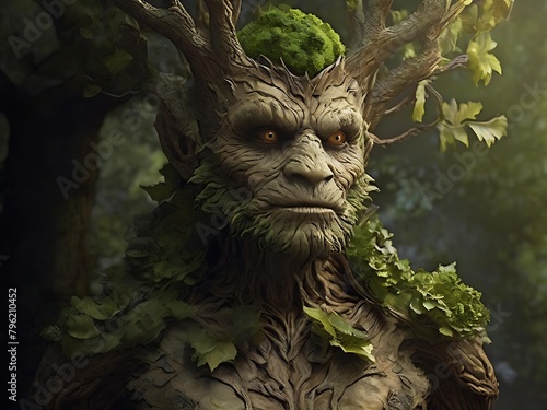 Helloween tree man fire eyes