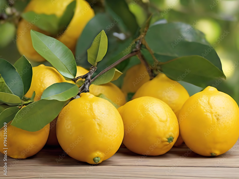 Fresh lemons on tree