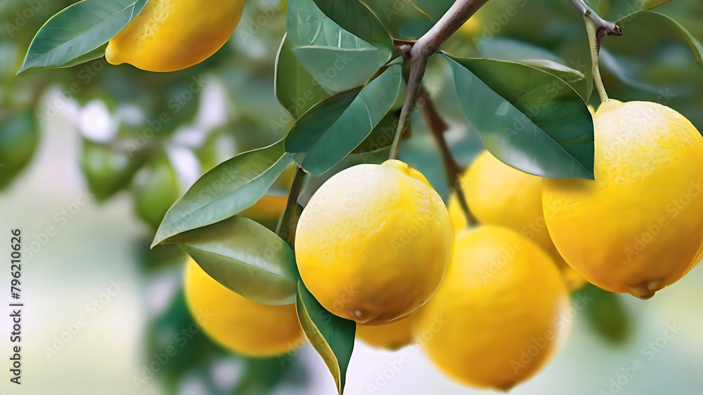 Obraz premium Fresh lemons on tree