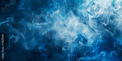Blue cloud particle texture smoke background on dark black abstract background Colorful smoke curves wallpaper Stormy Wave