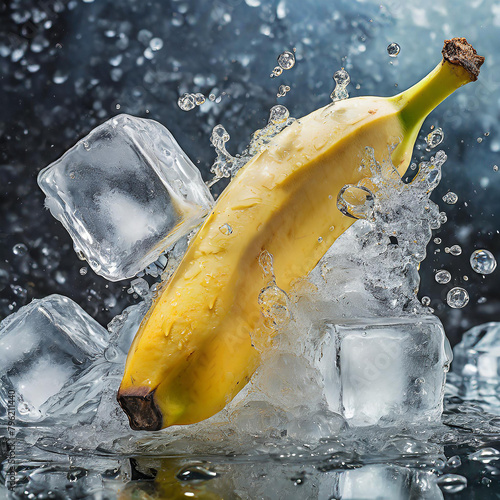 A high-resolution photograph of a banana in sparkling water