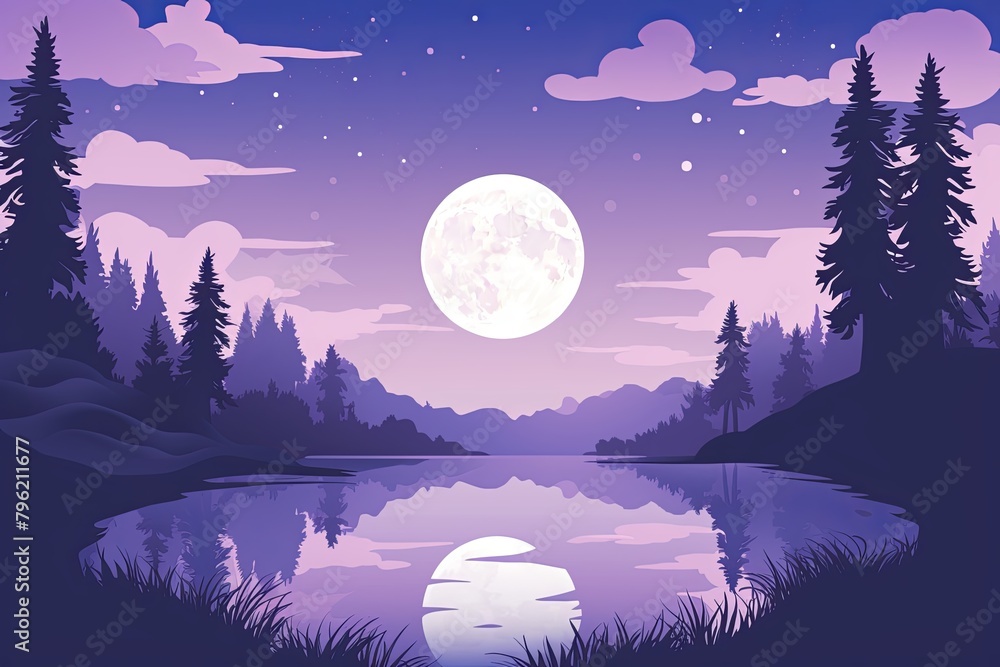Moonlit Silver Lake Gradients: Tranquil Scene Event Poster Moonlit Silver Lake Gradients: Tranquil Scene Event Poster