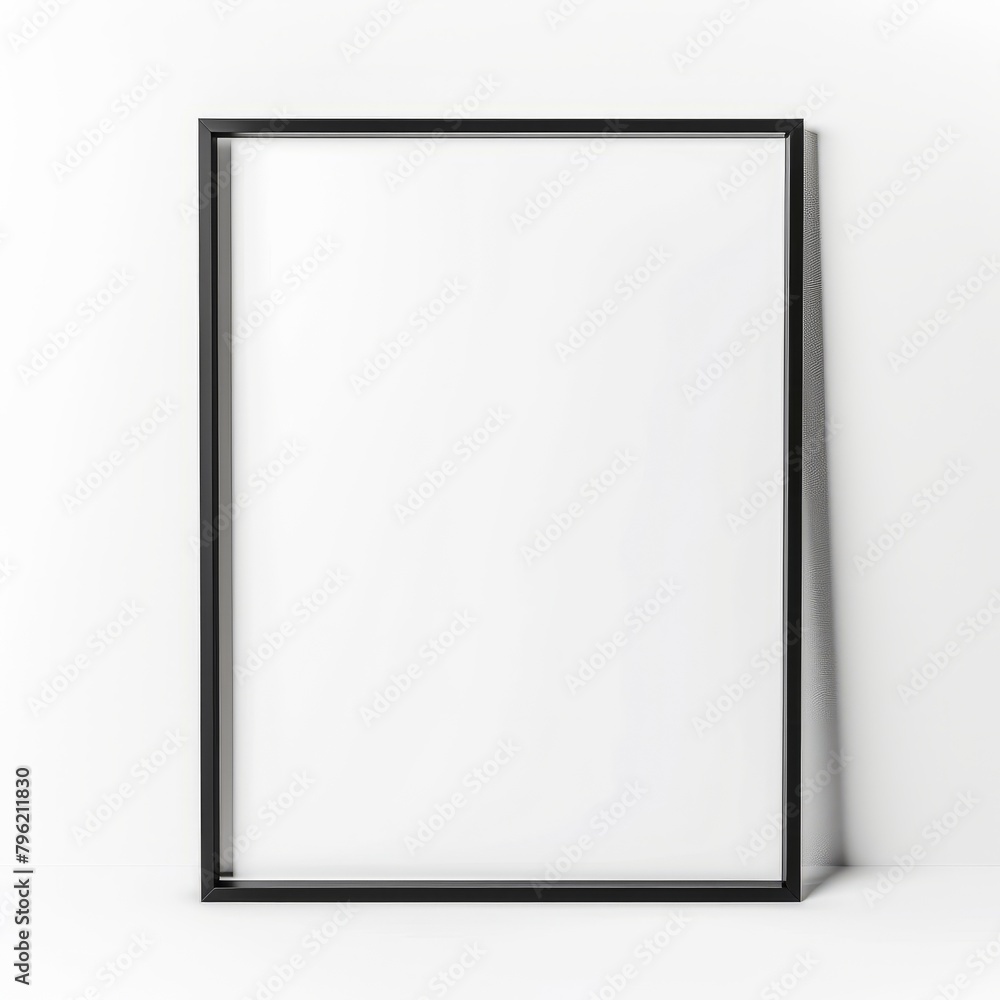 3D Render of a modern metal photo frame with a sleek, minimalist design, on isolated white background, Generative AI