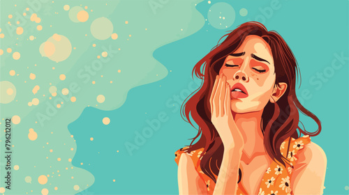 Scratching allergic woman on color background Vectot