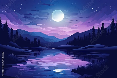 Moonlit Silver Lake Gradients: Luminous Water Flow Trendy Banner © Michael
