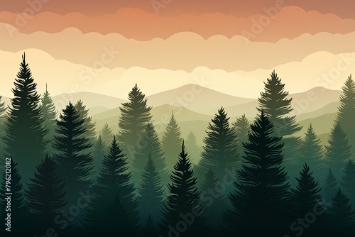 Coniferous Tree Gradient in Northern Pine Forest Design © Michael