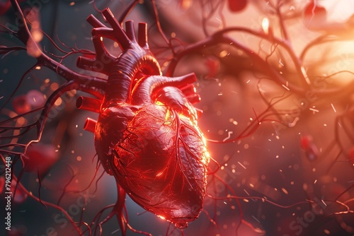 3D illustration of a cardiovascular system.