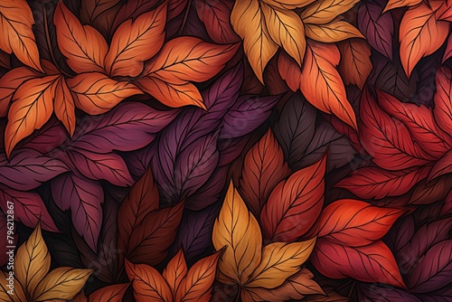 Rustling Autumn Leaves Gradients Art Print - Rustic Leaf Pattern Delight
