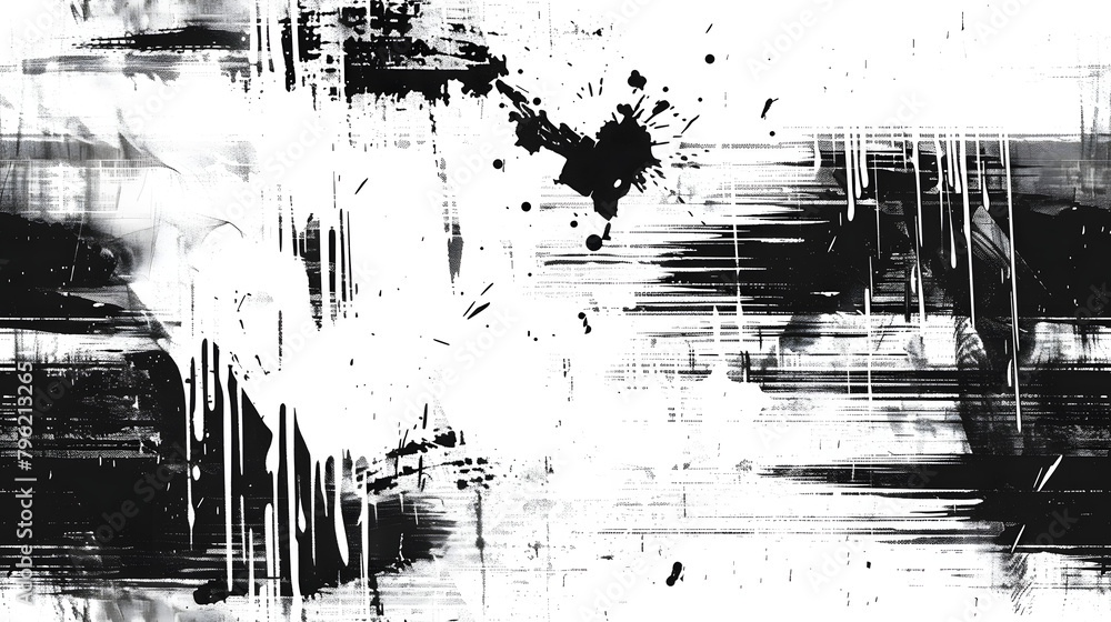 chaotic black splatter and streaks across a stark white background, offering a visually arresting abstract pattern suitable for edgy graphic designs and contemporary art projects. chaotic black splatter and streaks across a stark white background, offering a visually arresting abstract pattern suitable for edgy graphic designs and contemporary art projects.
