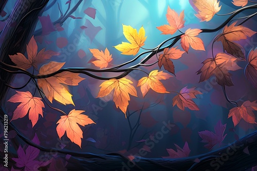 Glowing Leaf Gradient  Rustling Autumn Leaves Gradients Digital Art