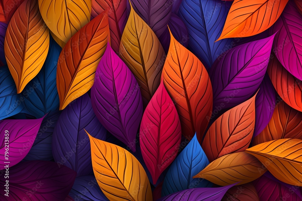 Vibrant Autumn Leaves Gradients: Rustling Leaf Pattern Artwork