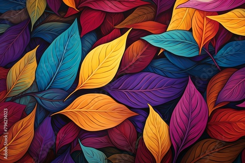 Autumn Leaves Gradients  Vibrant Rustling Leaf Pattern Artwork