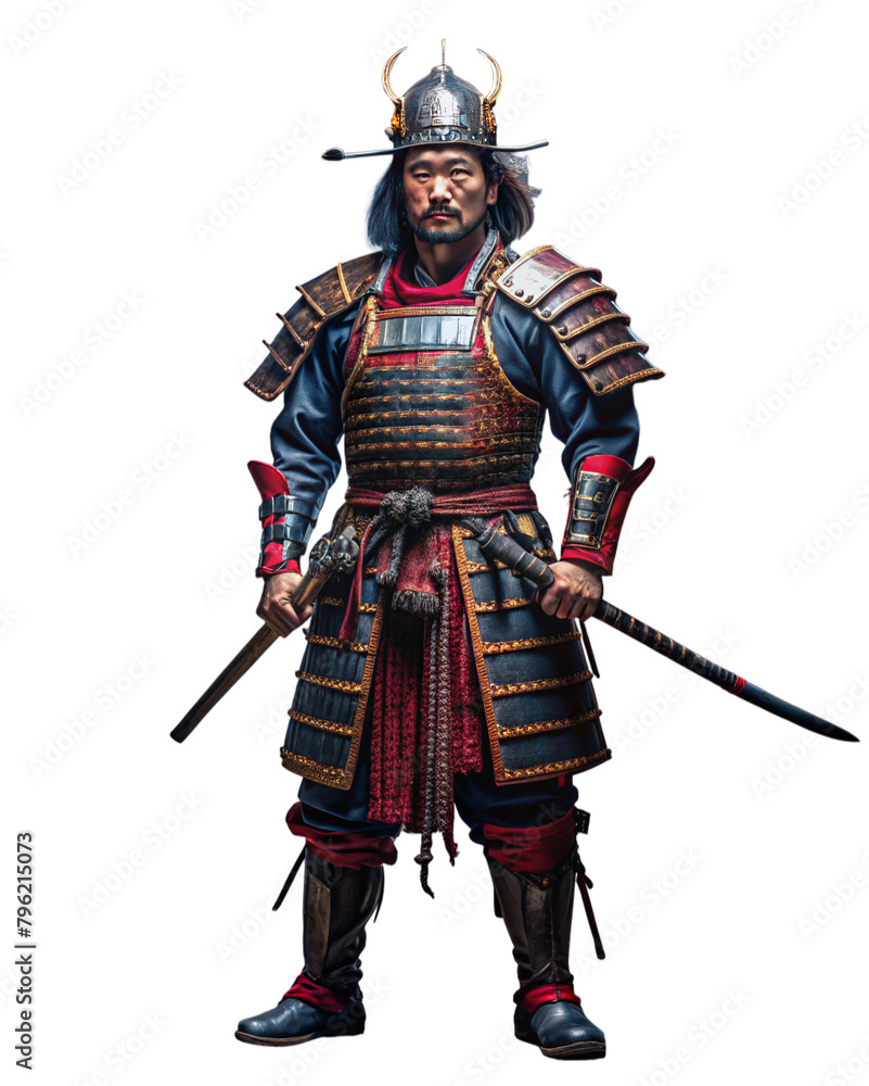 Freestanding samurai warrior in full armor and sword Freestanding samurai warrior in full armor and sword