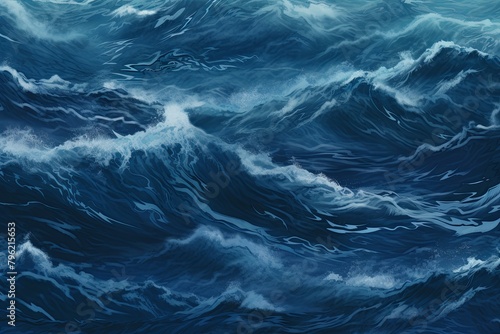 Dark Blue Ocean Wave Gradients: Stormy Sea Tones Art